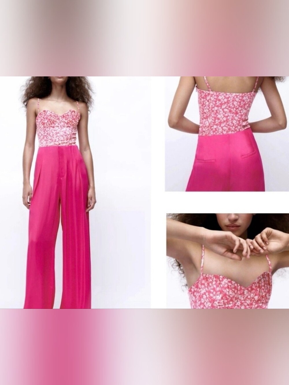 Zara Pink Floral Corset Bodysuit Runs Small
